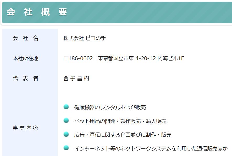 ピコの手(株式会社ピコの手)の会社概要・所在地