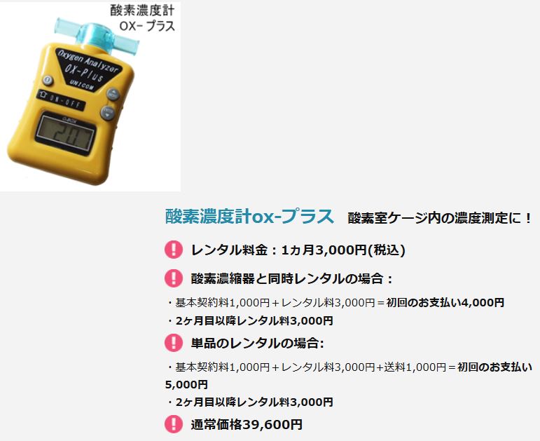 ユニコムの酸素濃度計